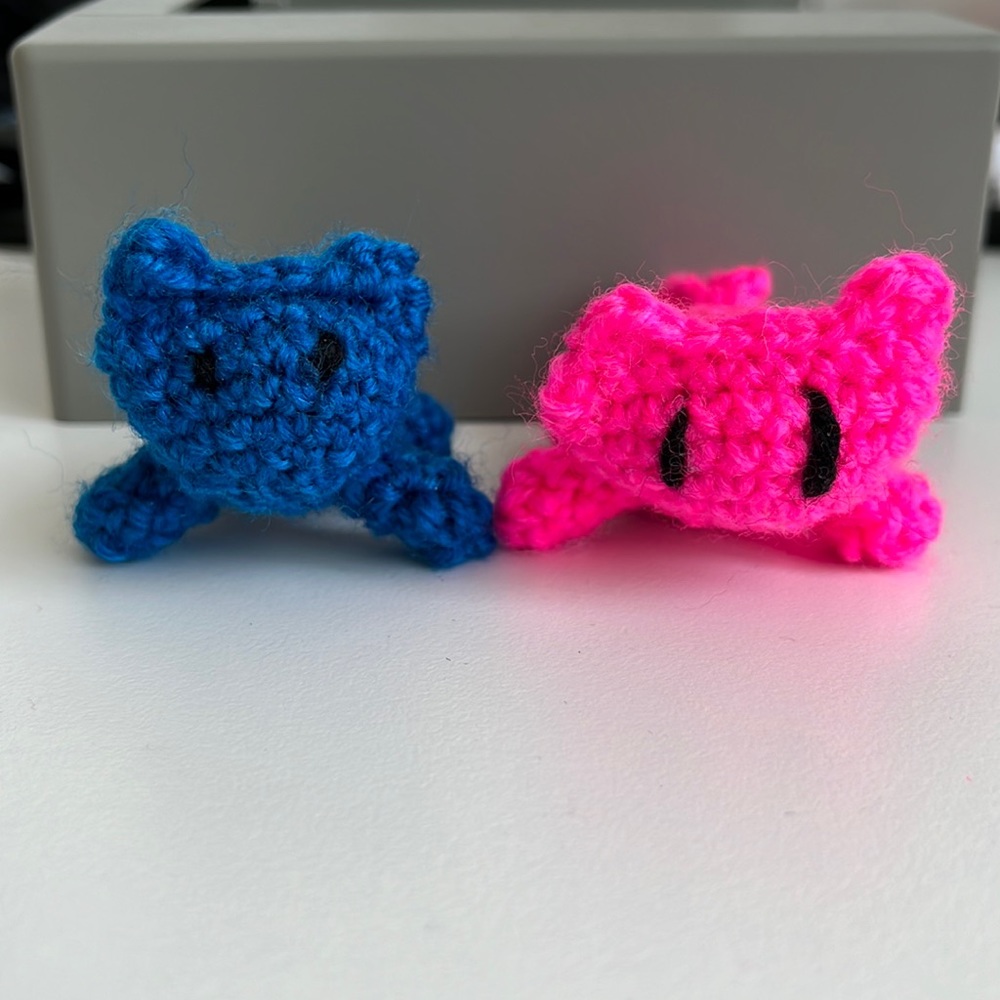 amigurumi crochet cats / kitties pink and blue stuffed animal | handmade